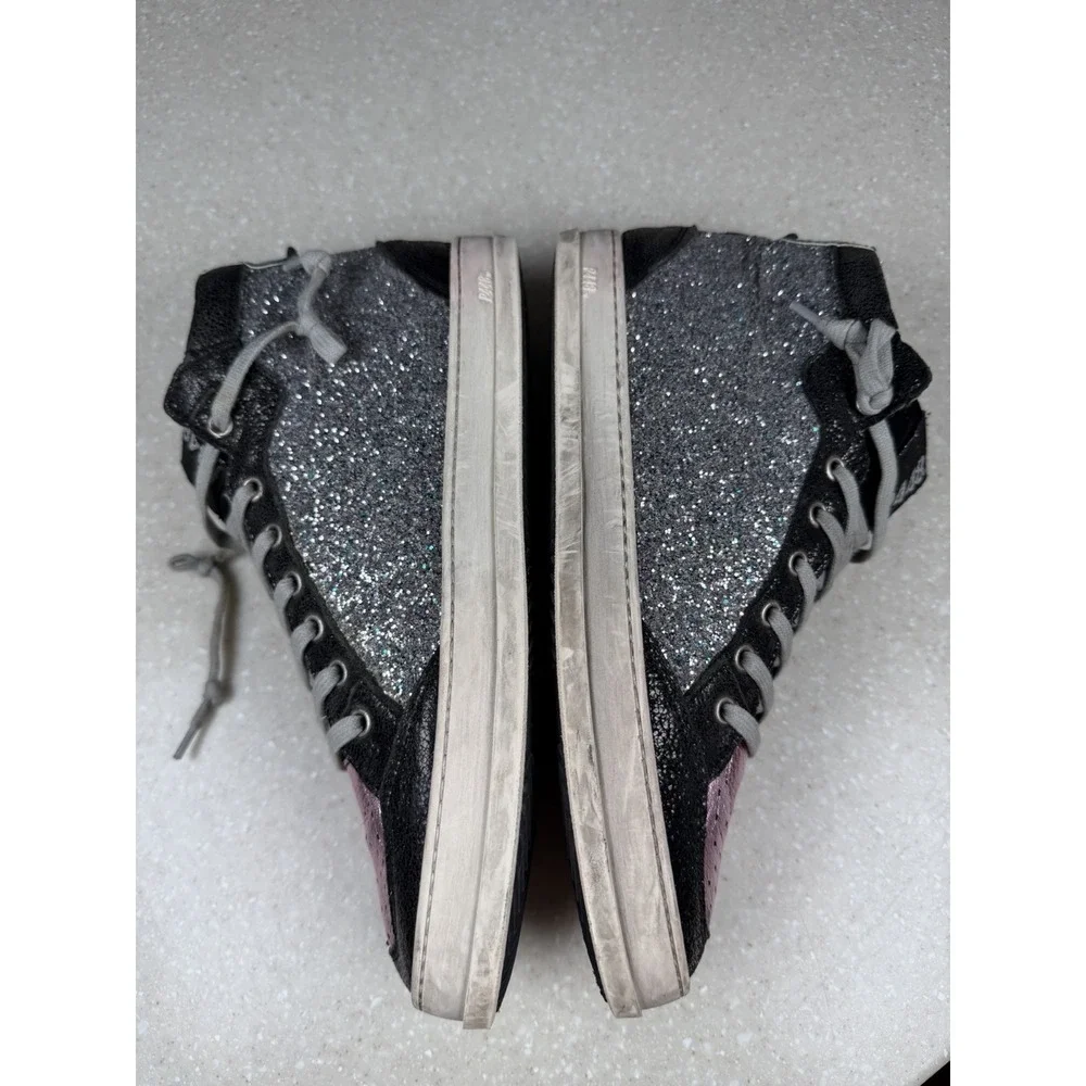 P448 Multicolor Glitter High Top Sneakers in Pink Silver Teal  Size 40 US 9.5-10